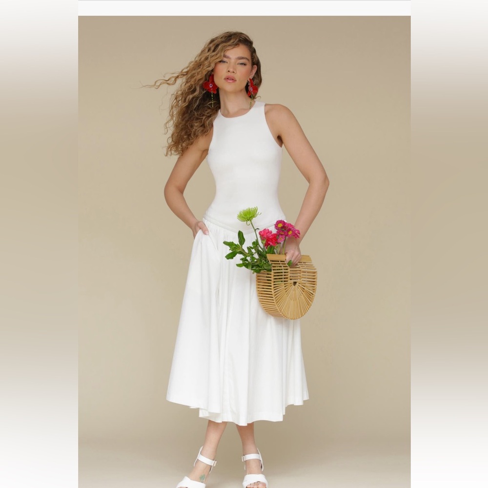 Avec Les Filles mixed media Fit and Flare Dress NWT